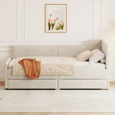 Bellemave® Twin Size L - Shaped Corduroy Daybed with 2 Storage Drawers - Bellemave